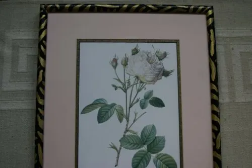 SIGNED UNIQUE DETAILED ARTIST HANDPAINTED FRAME MATTED REDOUTE PRINT ROSES RE6