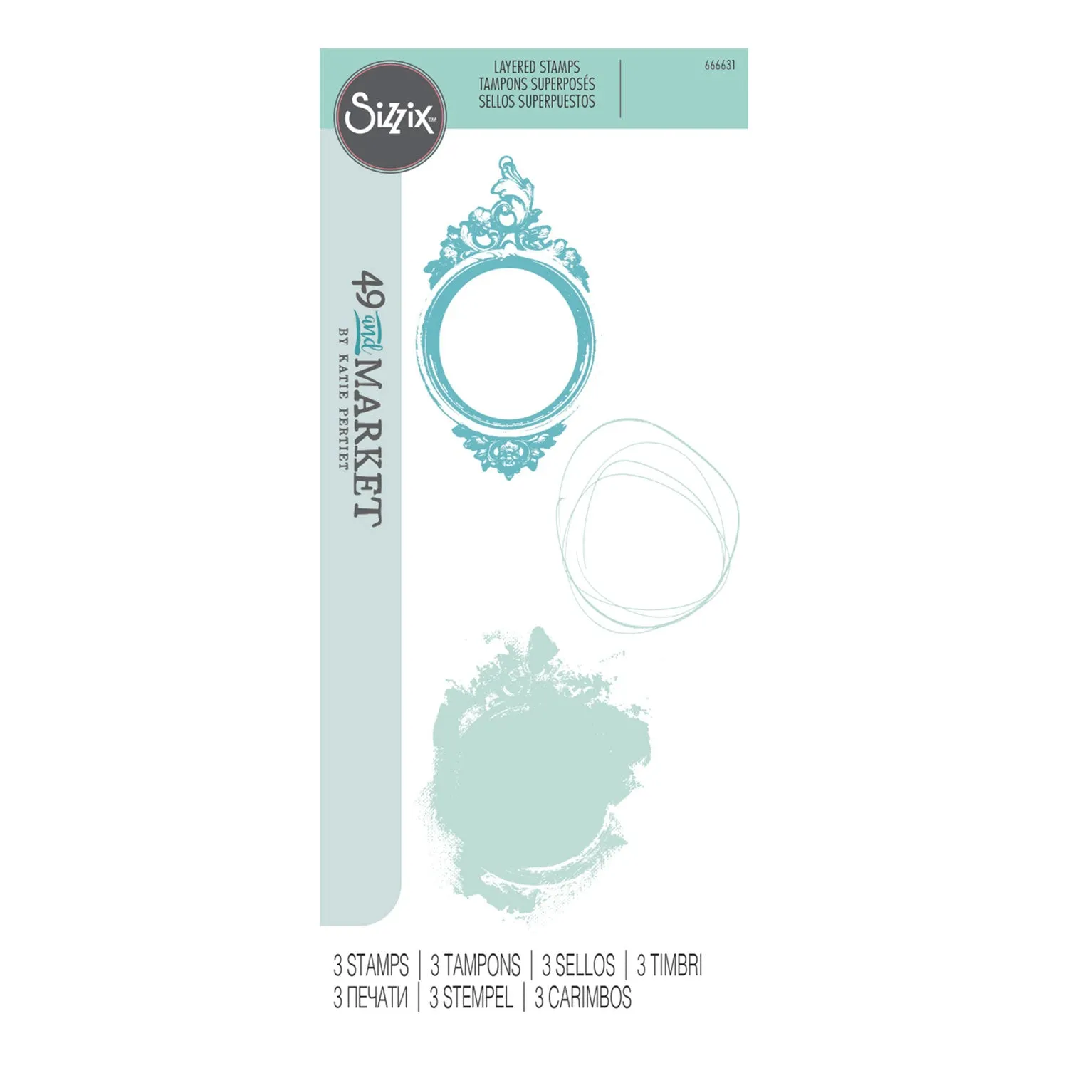 Sizzix Clear Layering Stamp Set By 49 & Market - Artsy Regal Frame