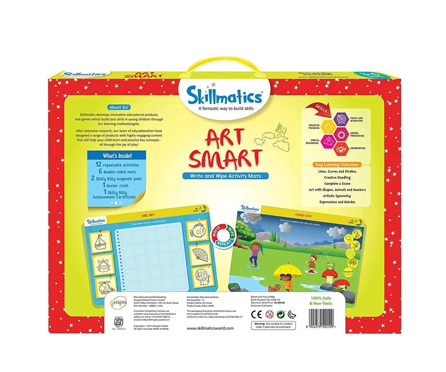 Skillmatics Art Smart Reusable Activity Mats/ Educational Game with 2 Marker Pens