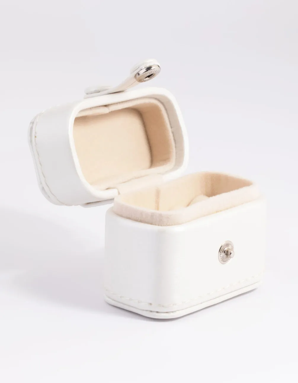 Small Cream Faux Leather Ring Box