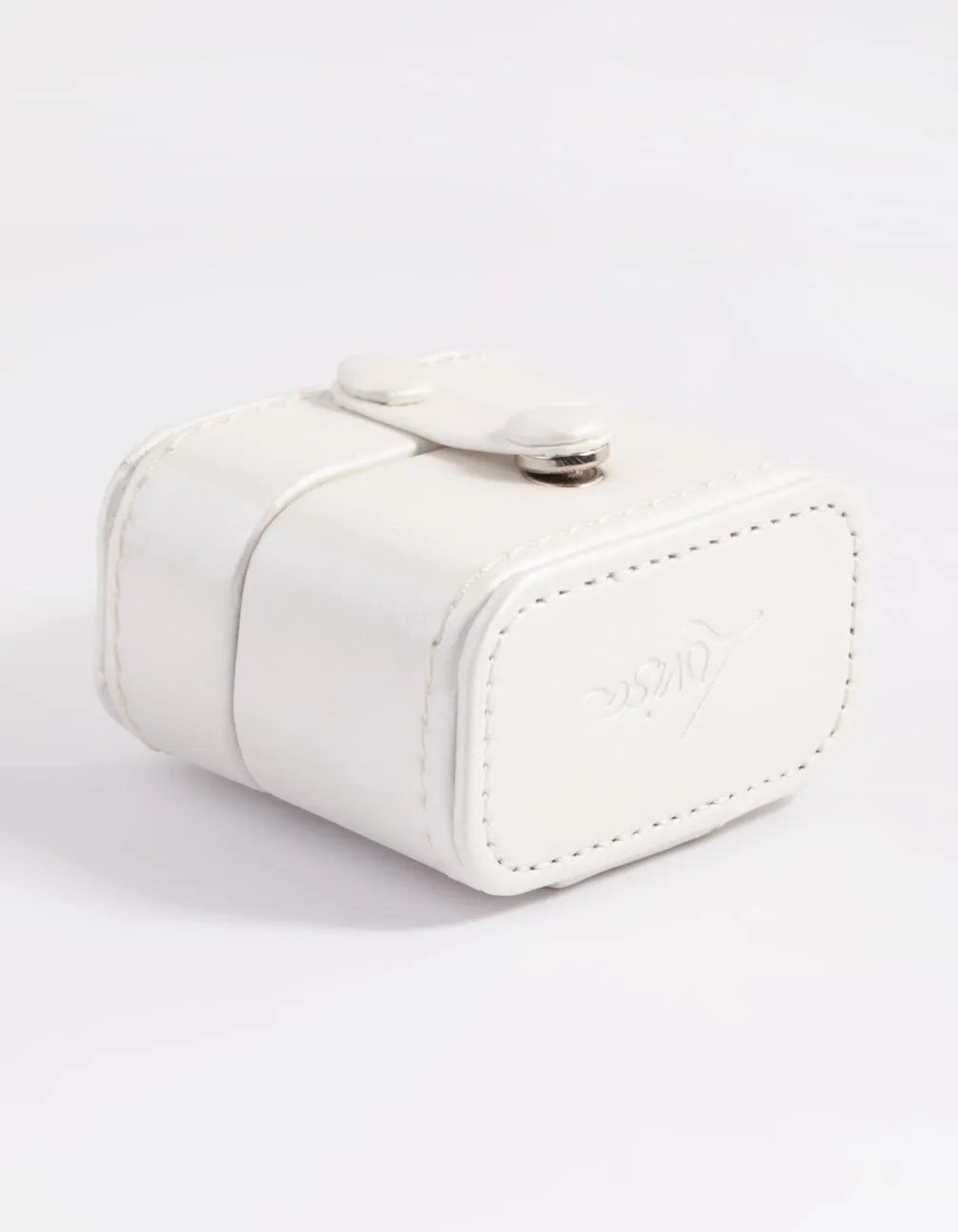 Small Cream Faux Leather Ring Box