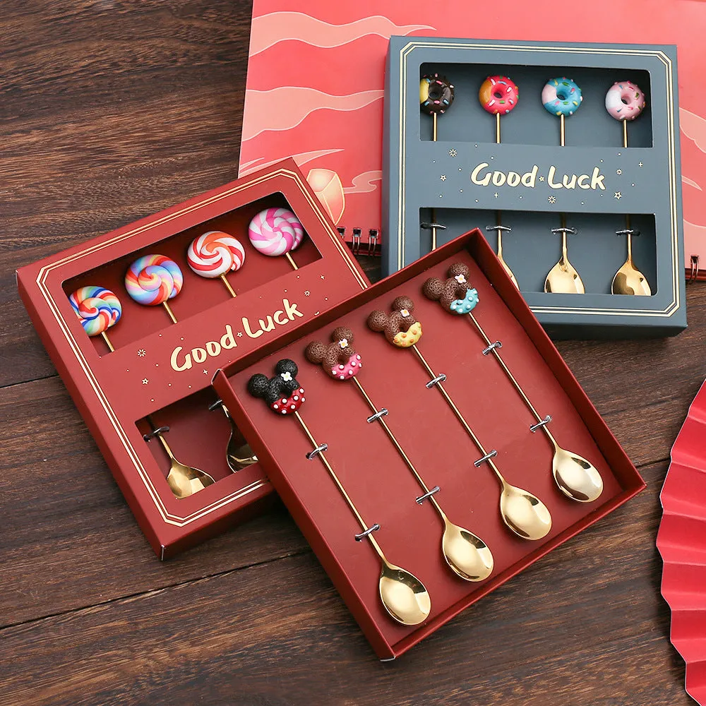 Small Spoon Dessert Fork Donut Spoon Lollipop Macaron Spoon Small Spoon Mouse Head