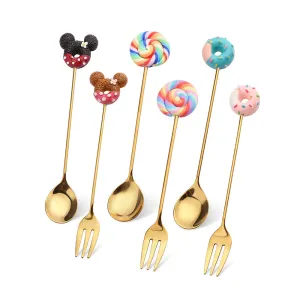 Small Spoon Dessert Fork Donut Spoon Lollipop Macaron Spoon Small Spoon Mouse Head