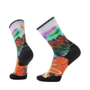 Smartwool Trail Run Singletrack Print Targeted Cushion Crew Socks in Orange Rust