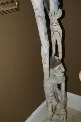 SOLD Rare Asmat Art Hand carved 5 ft  Totem Pole Cannibal Head Hunter Idol Irian Jaya