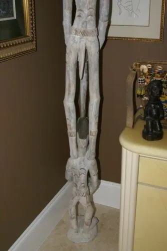 SOLD Rare Asmat Art Hand carved 5 ft  Totem Pole Cannibal Head Hunter Idol Irian Jaya