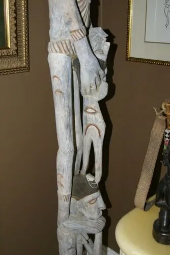 SOLD Rare Asmat Art Hand carved 5 ft  Totem Pole Cannibal Head Hunter Idol Irian Jaya