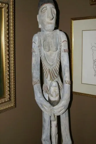 SOLD Rare Asmat Art Hand carved 5 ft  Totem Pole Cannibal Head Hunter Idol Irian Jaya