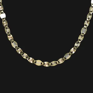 SOLID 14k TRI TONE GOLD CHAIN LINK NECKLACE 24 INCH YELLOW ROSE WHITE STARBURST