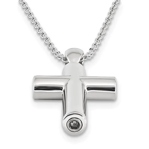 Sterling Silver Cross Ash Holder 18" Necklace