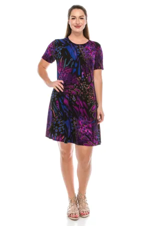 Stretchy Missy Dress Short Sleeve Print-7004BN-SRP1-W207