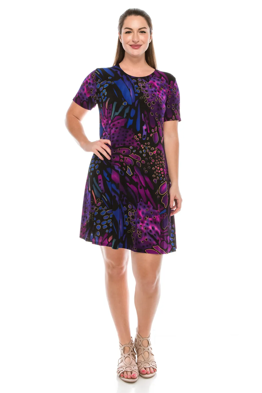 Stretchy Missy Dress Short Sleeve Print-7004BN-SRP1-W207