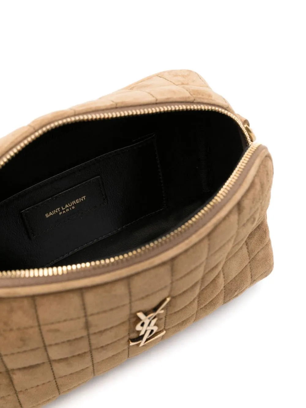 Suede Cassandre Matelassé Carré Camera Bag