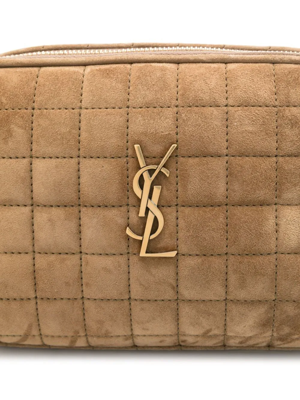Suede Cassandre Matelassé Carré Camera Bag