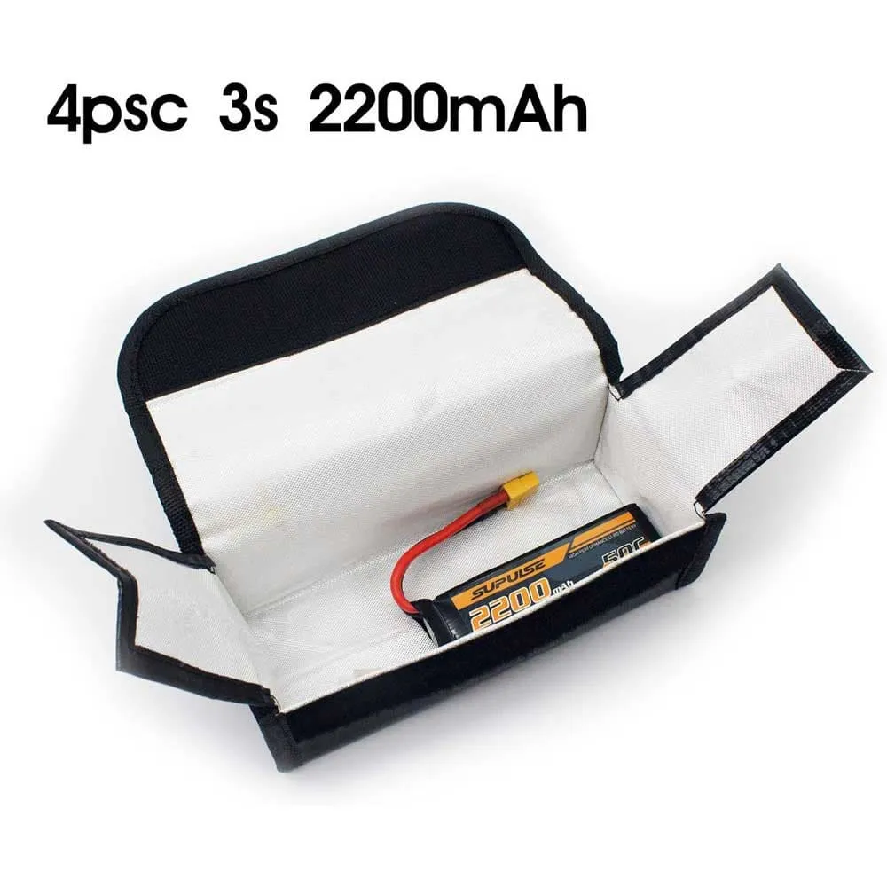 SUPULSE 2pcs Lipo Storage Bag Fireproof Explosionproof for Battery Charge and Storage