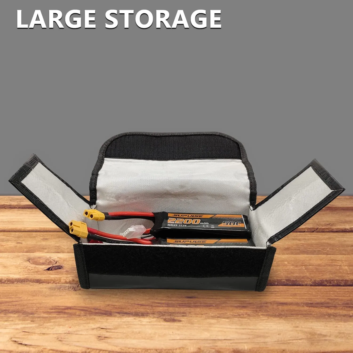 SUPULSE 2pcs Lipo Storage Bag Fireproof Explosionproof for Battery Charge and Storage