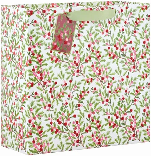 Sweet Berry Branches Large Square Gift Bag