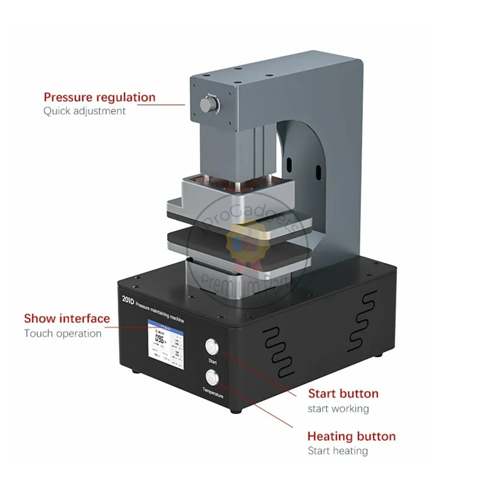 TBK-201D 500W Mobile Phone Heating And Pressure Maintaining Machine Compatible For Curved Straight Screen