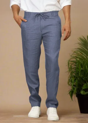 Theo - Linen Travel Pants - Dark Blue Grey