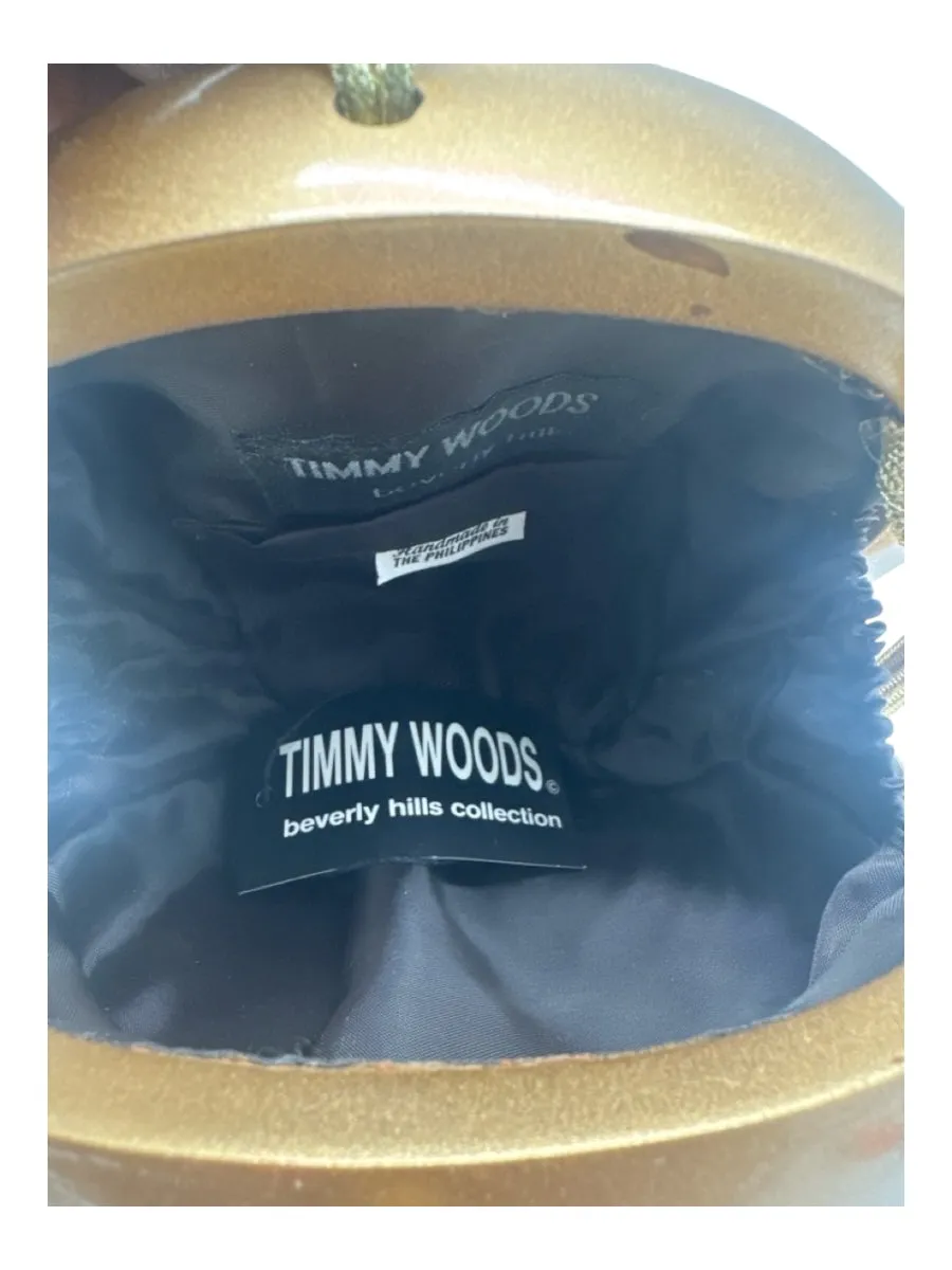 Timmy Woods Gold, Green, Red Wood Clutch Floral Clam Shell Bag