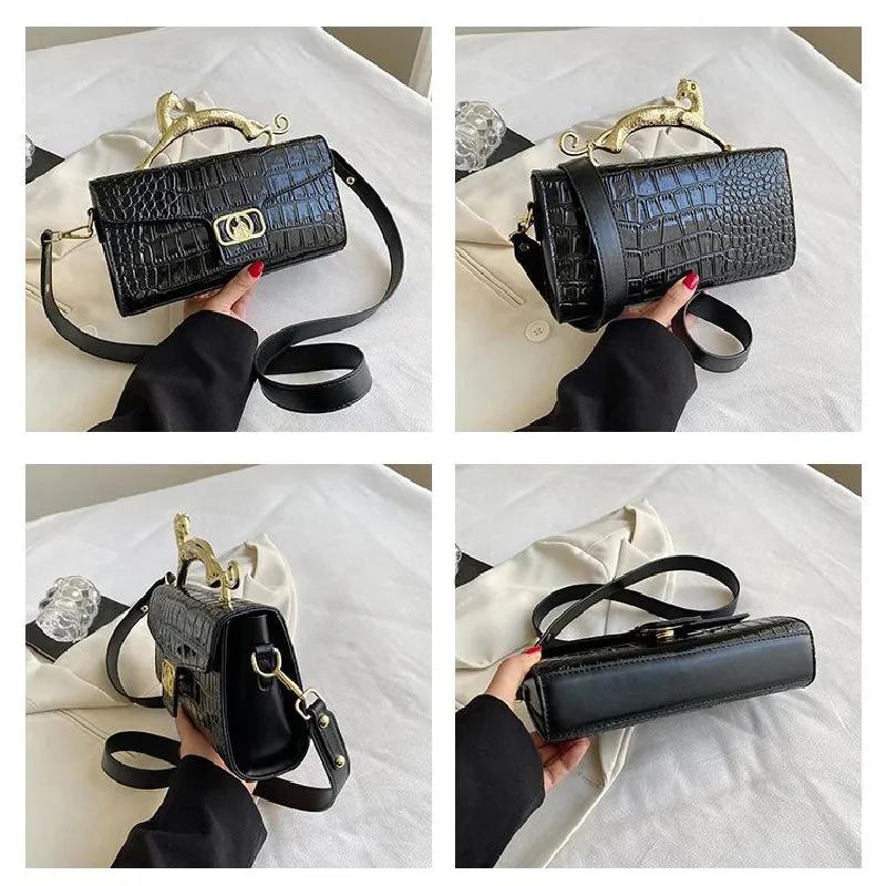 Unique Cat Handle Luxury Eco Leather Shoulder Bag