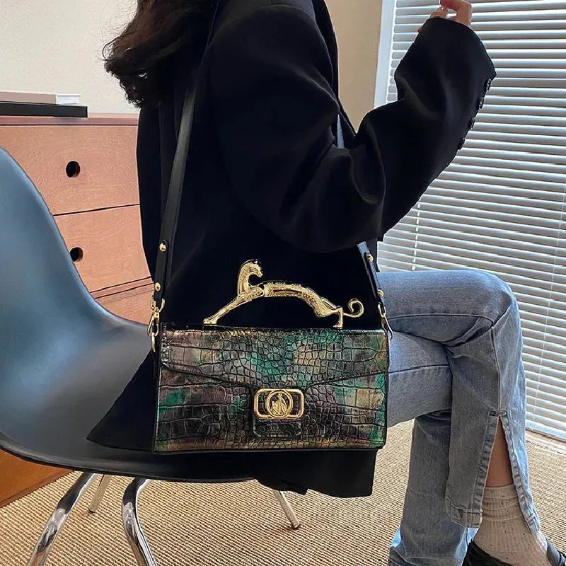 Unique Cat Handle Luxury Eco Leather Shoulder Bag
