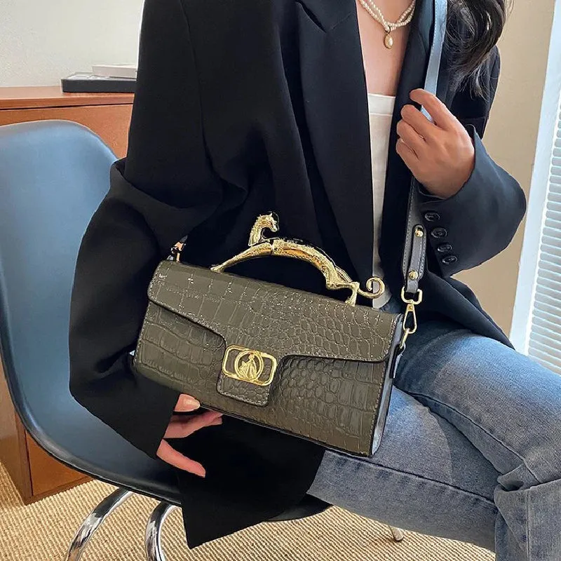 Unique Cat Handle Luxury Eco Leather Shoulder Bag