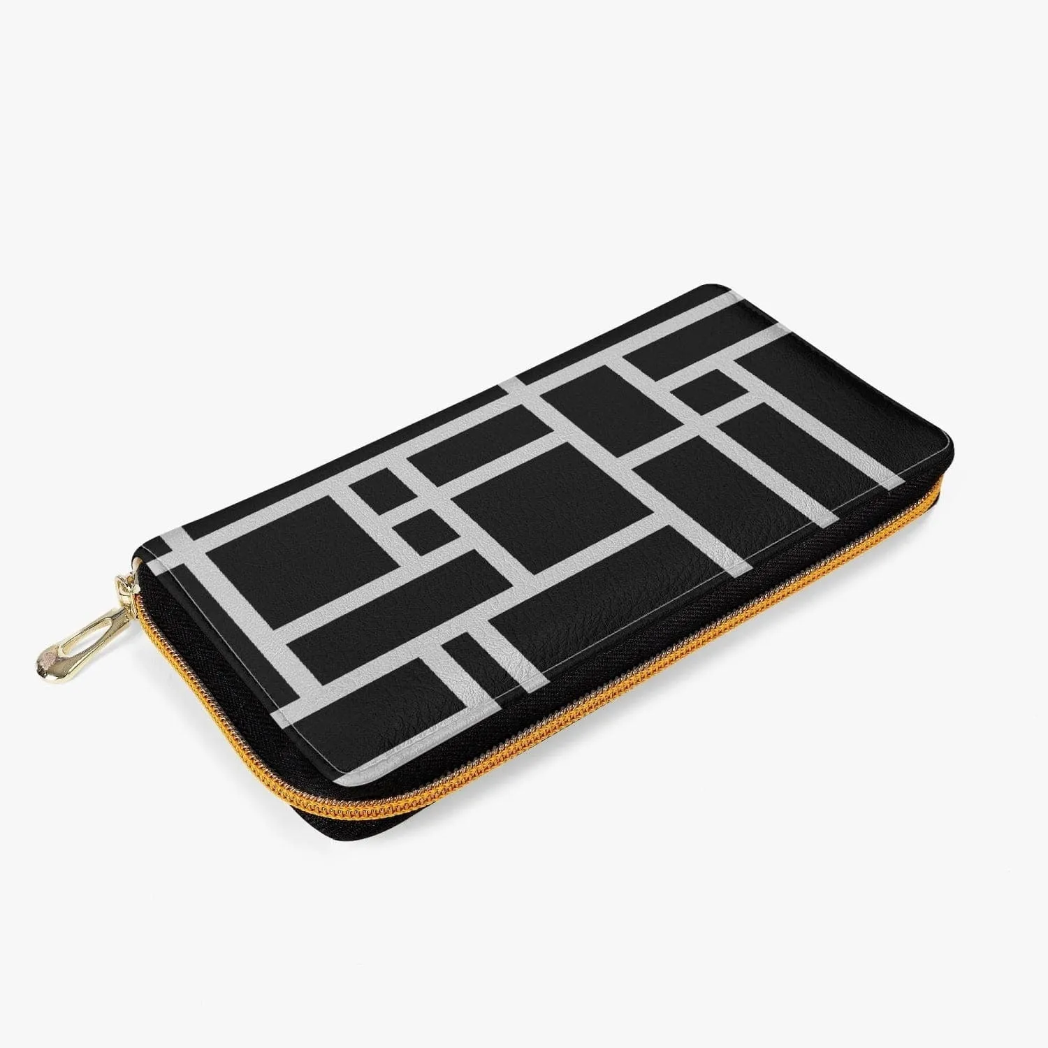 Uniquely You Zipper Wallet - Purse / Black and White Grid Print