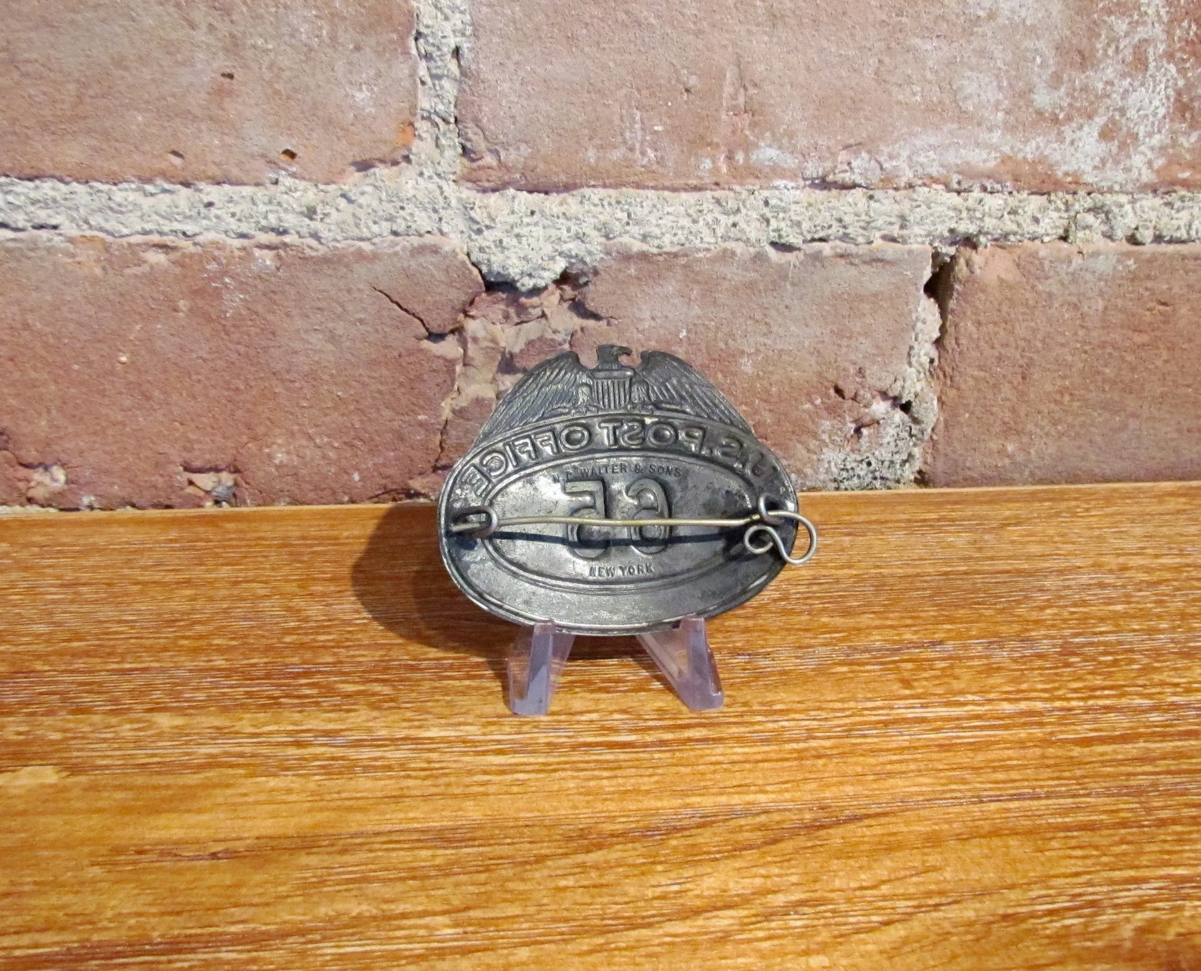 U.S. Post Office Badge Allentown, PA #65 N. C. Walter & Sons New York Antique Pin