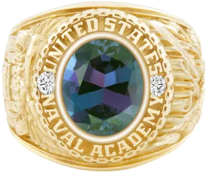 USNA Class Ring Mod™ with Alexandrite Centerpiece and Diamond Dividers