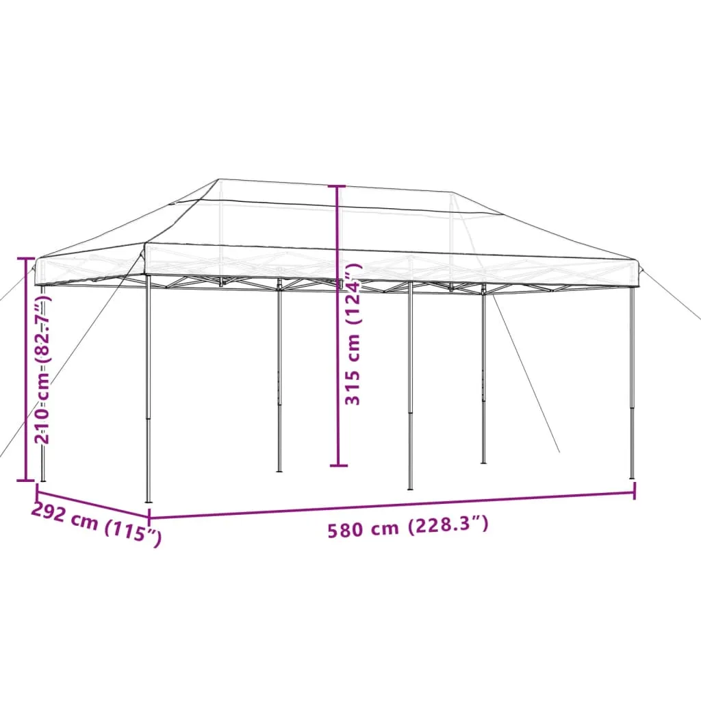vidaXL Foldable Party Tent Pop-Up Beige 580x292x315 cm