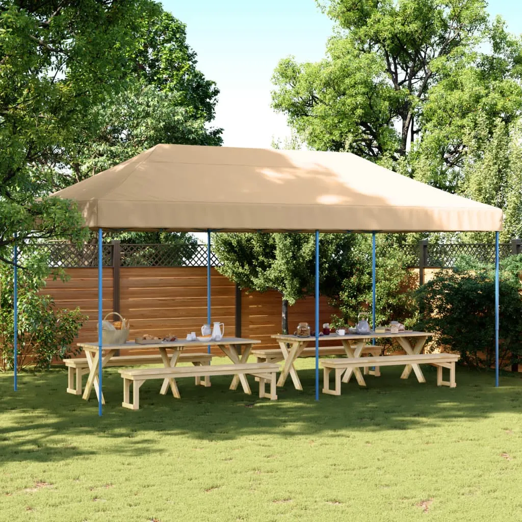 vidaXL Foldable Party Tent Pop-Up Beige 580x292x315 cm