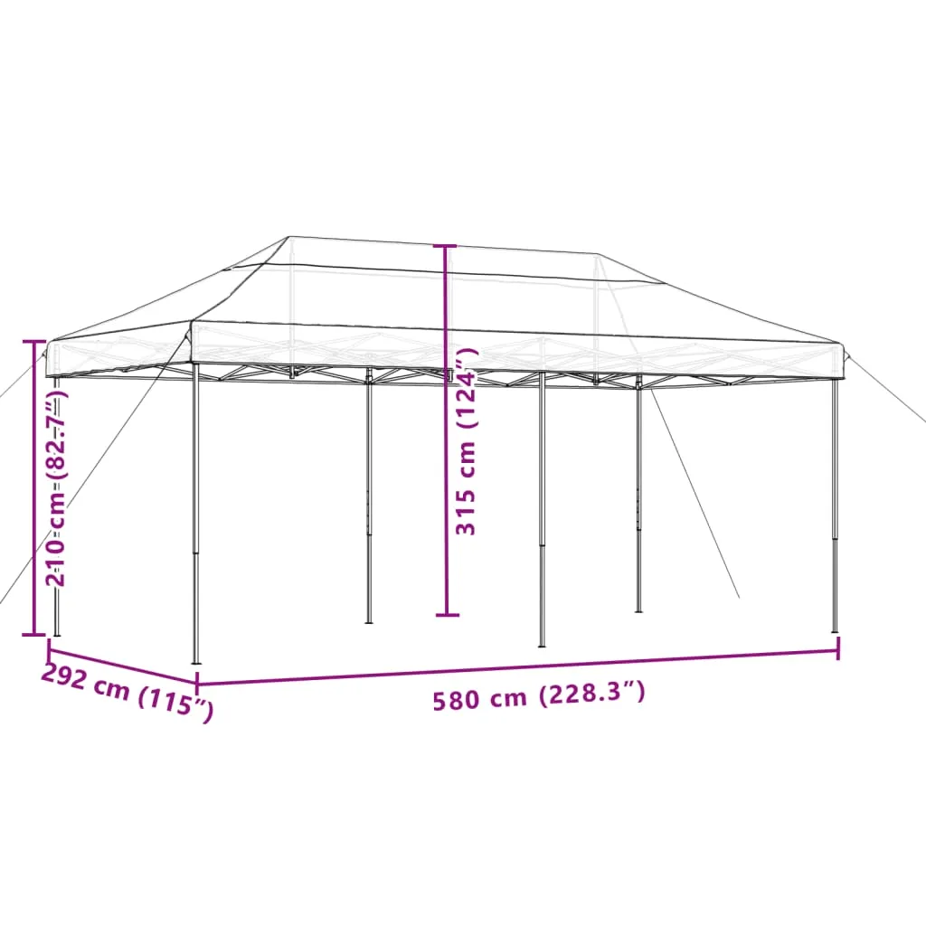 vidaXL Foldable Party Tent Pop-Up Brown 580x292x315 cm