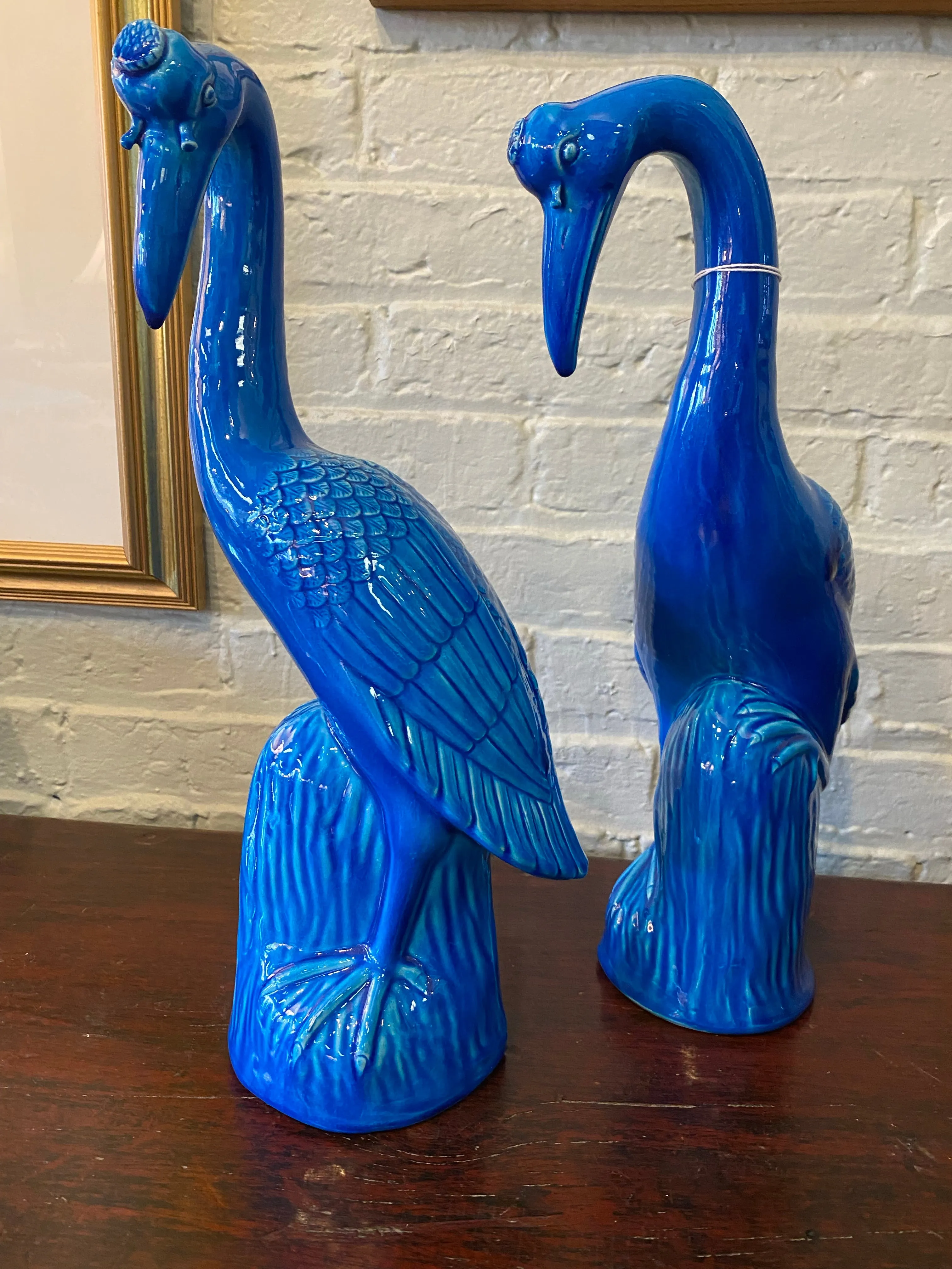 Vintage Blue Chinese Cranes
