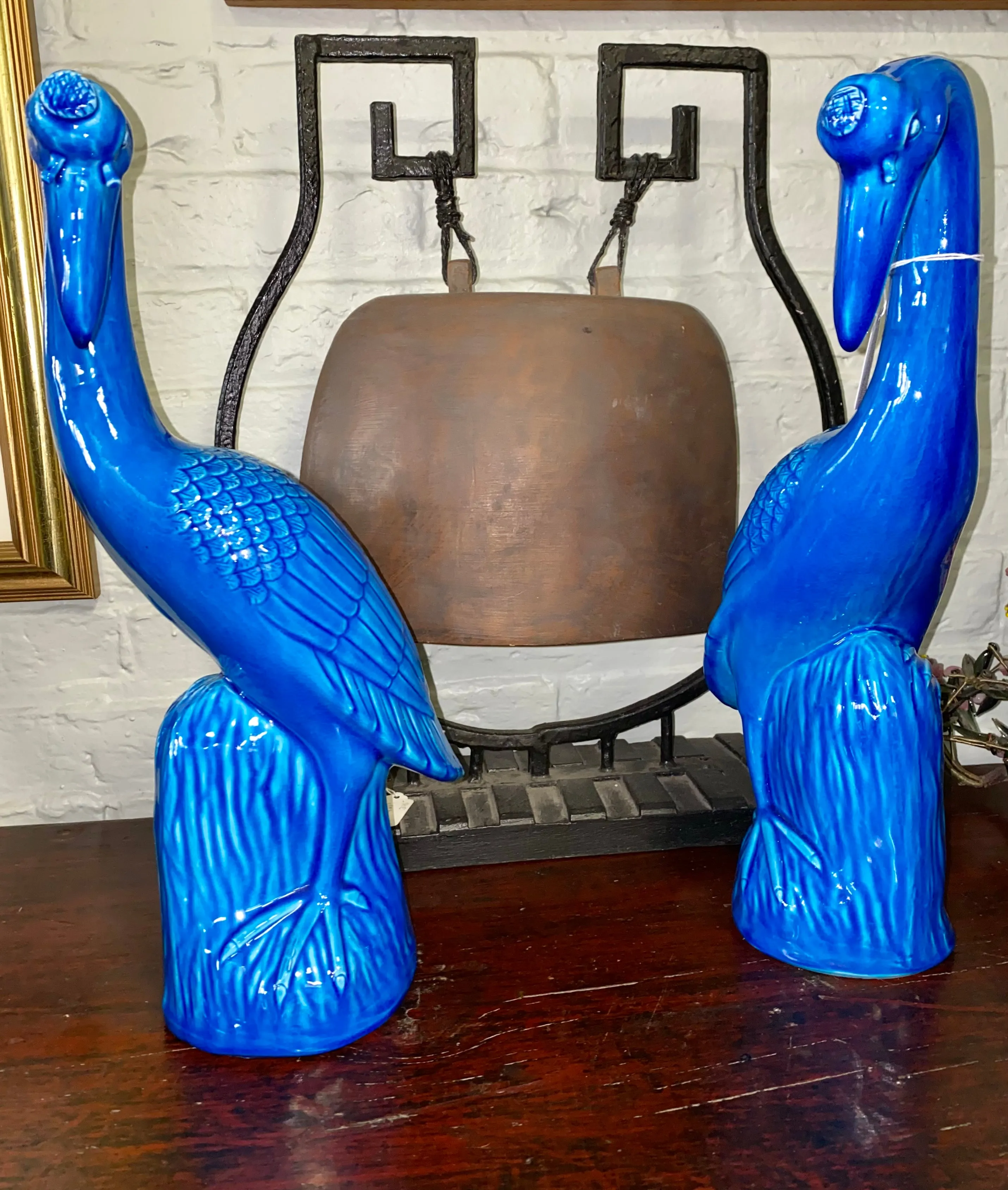 Vintage Blue Chinese Cranes