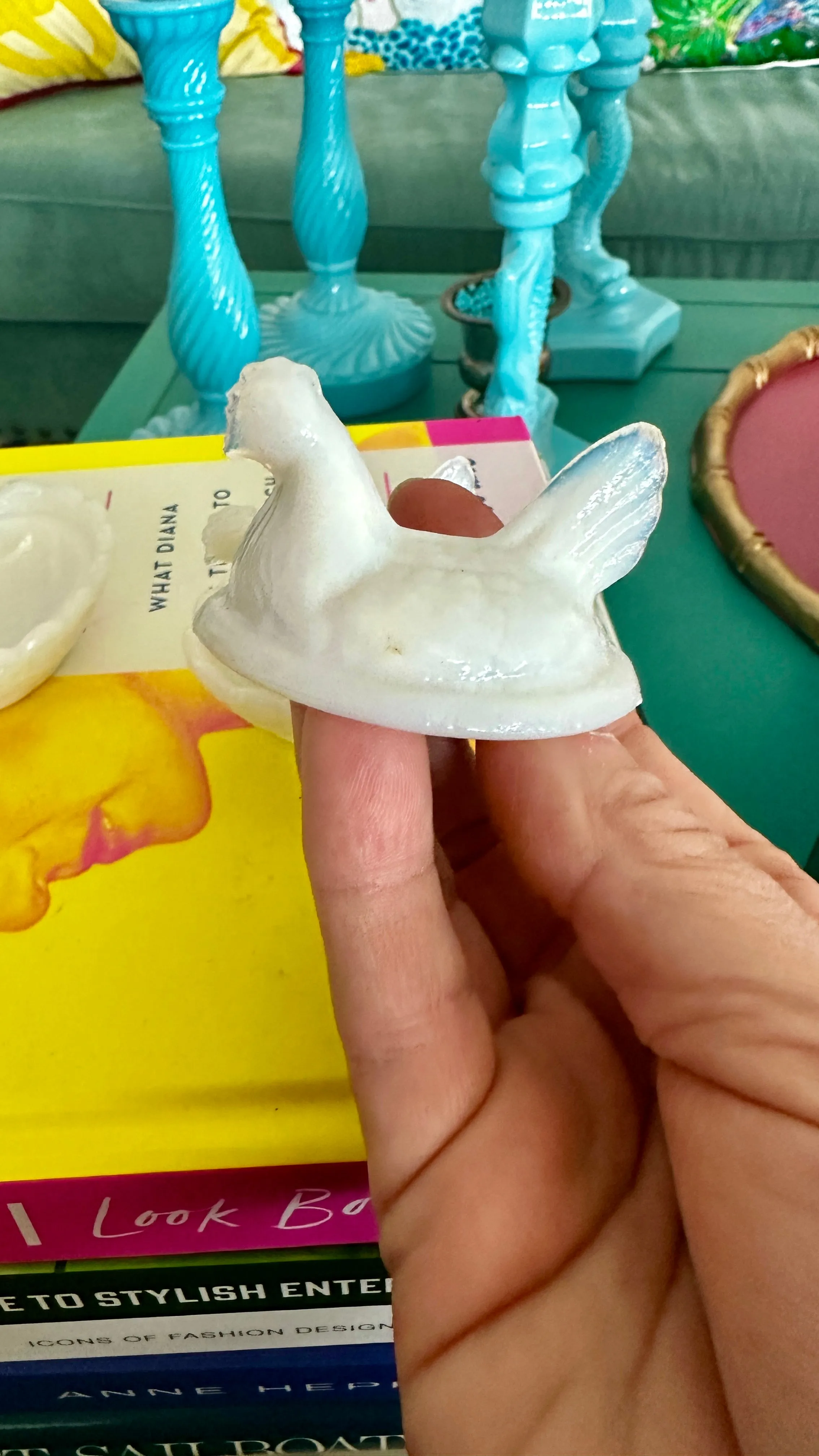 Vintage Hen On Nest Dish, Opaline Westmoreland Milk Glass, 2 Available