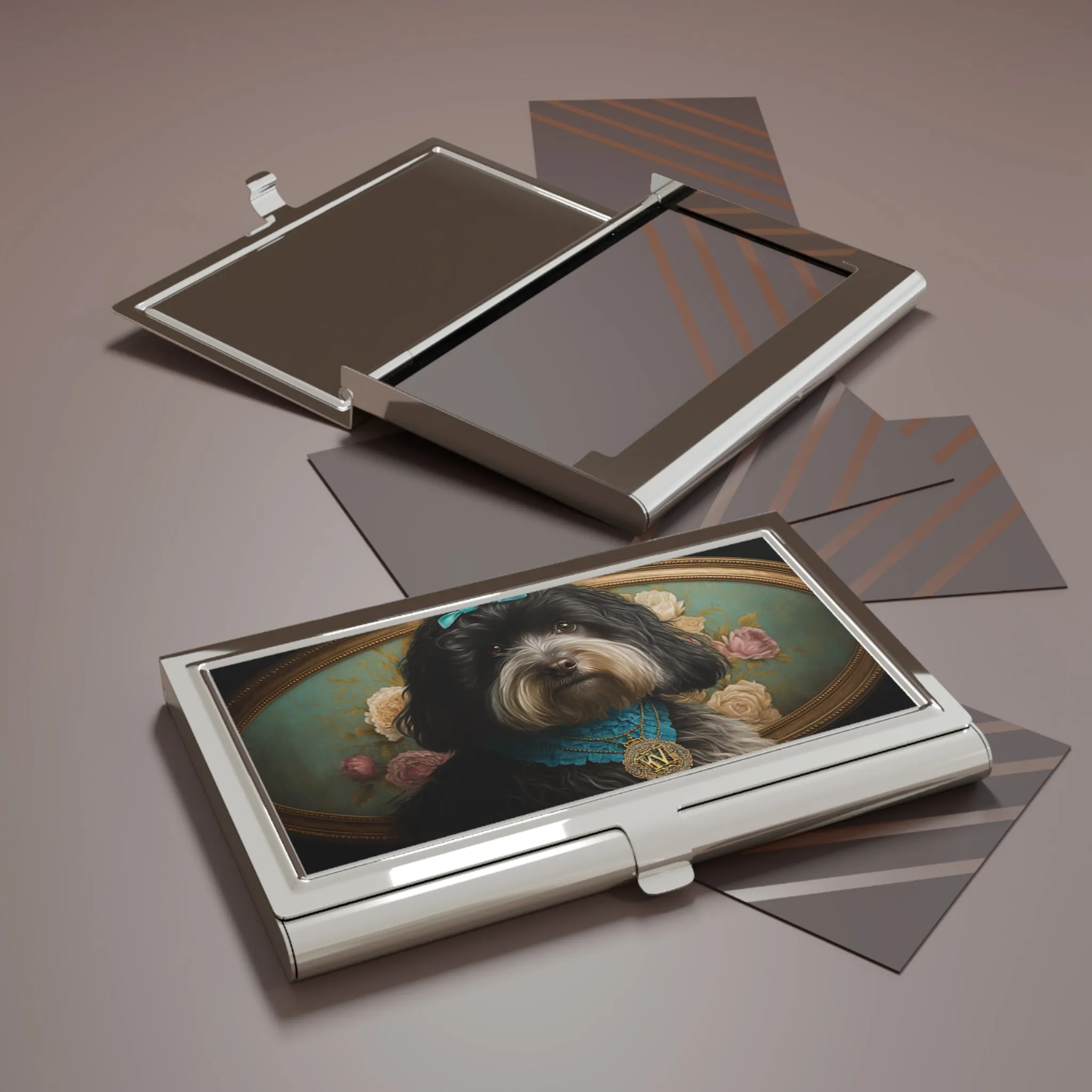 Vintage Victorian Havanese Business Card Holder