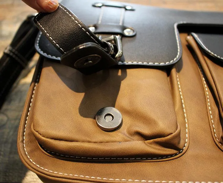 Vvsha  Christmas Gift Color Block Leather Messenger Bag