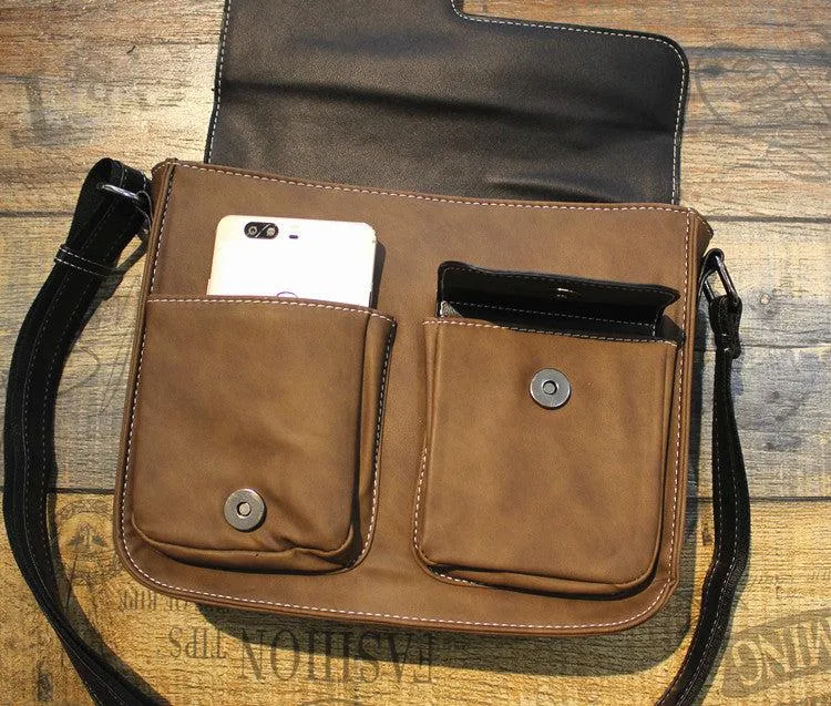 Vvsha  Christmas Gift Color Block Leather Messenger Bag