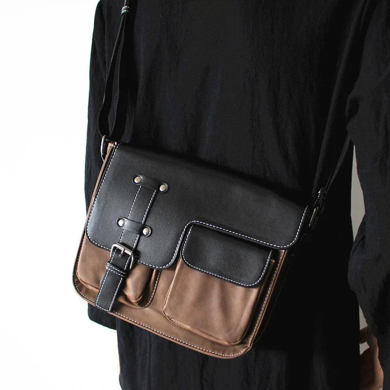 Vvsha  Christmas Gift Color Block Leather Messenger Bag