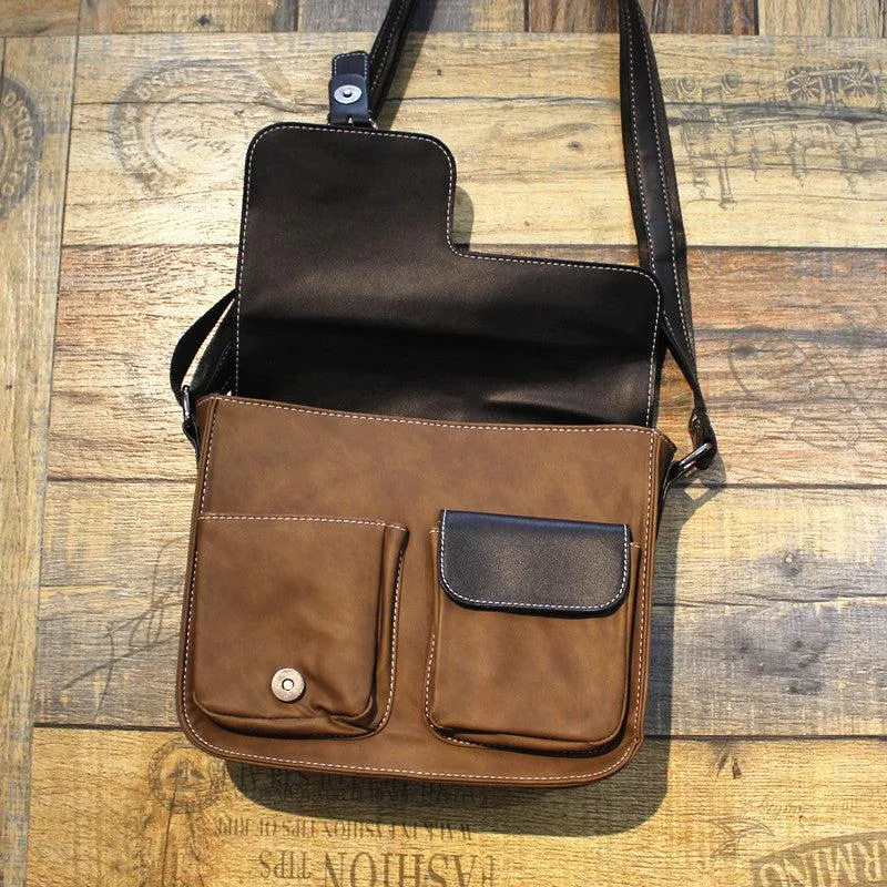 Vvsha  Christmas Gift Color Block Leather Messenger Bag