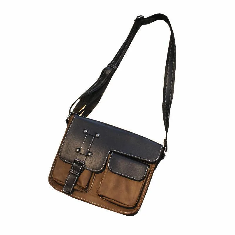 Vvsha  Christmas Gift Color Block Leather Messenger Bag