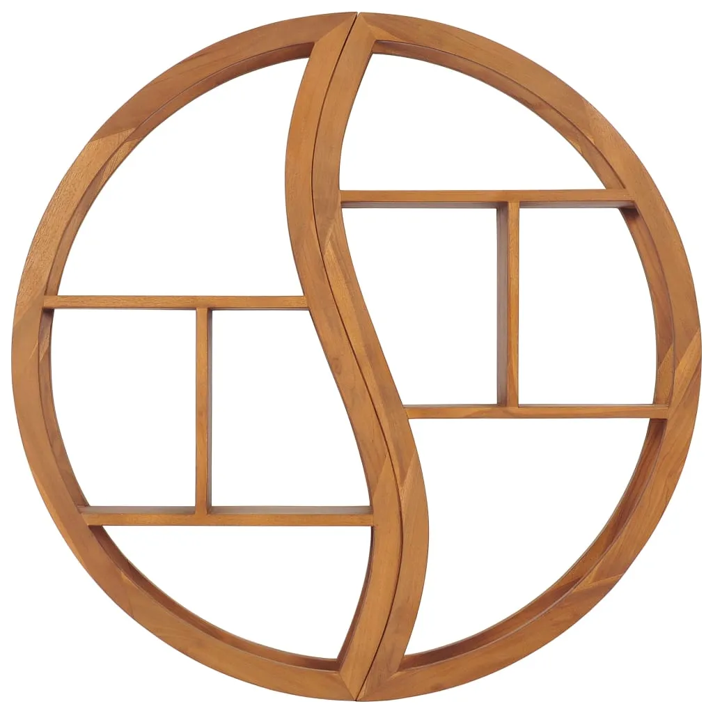 Wandregal Yin und Yang 100x20x100 cm Teak Massivholz