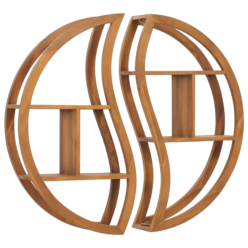 Wandregal Yin und Yang 100x20x100 cm Teak Massivholz