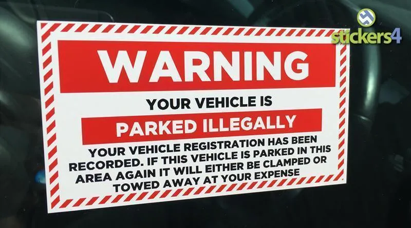 Warning Sticker - Parked Illegally