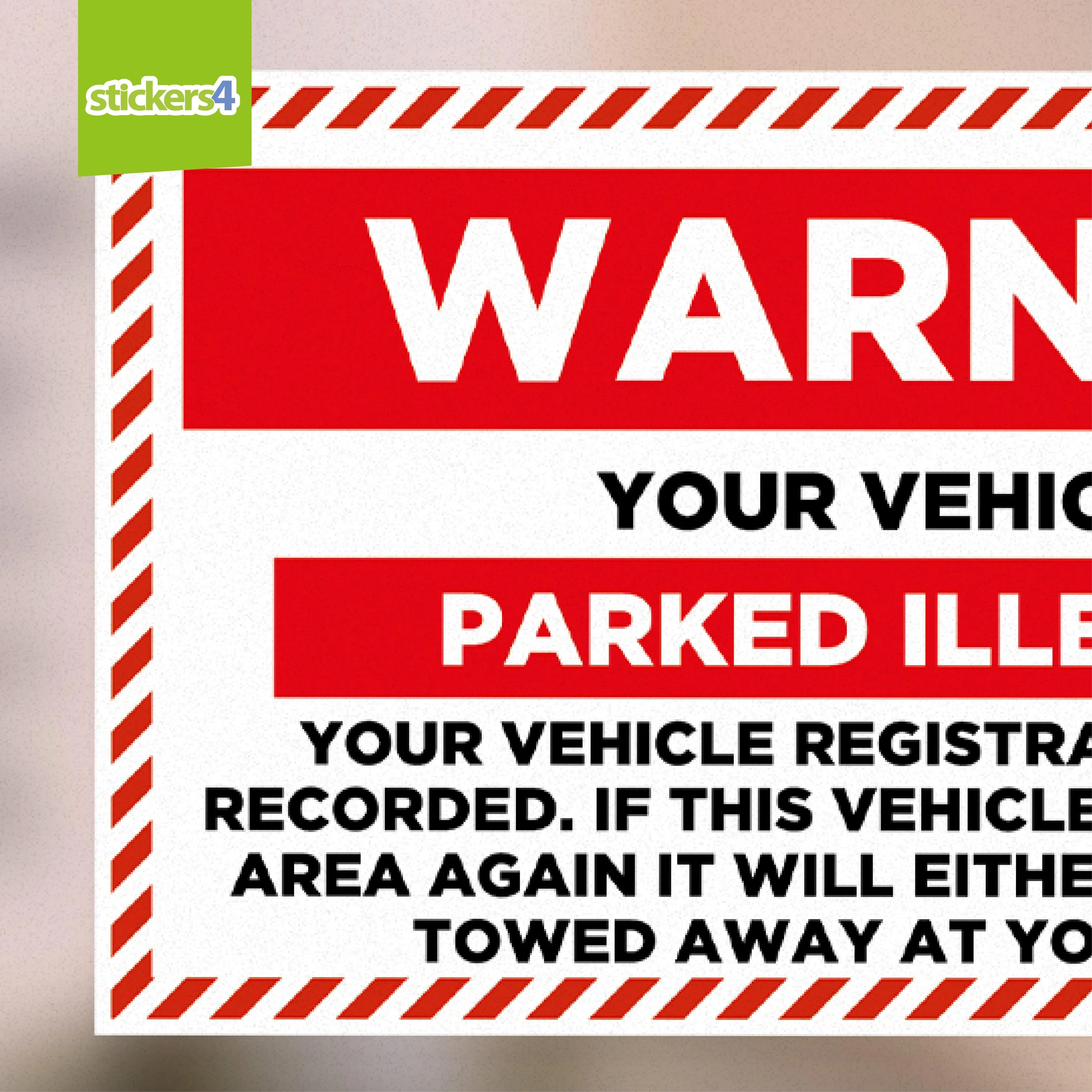 Warning Sticker - Parked Illegally