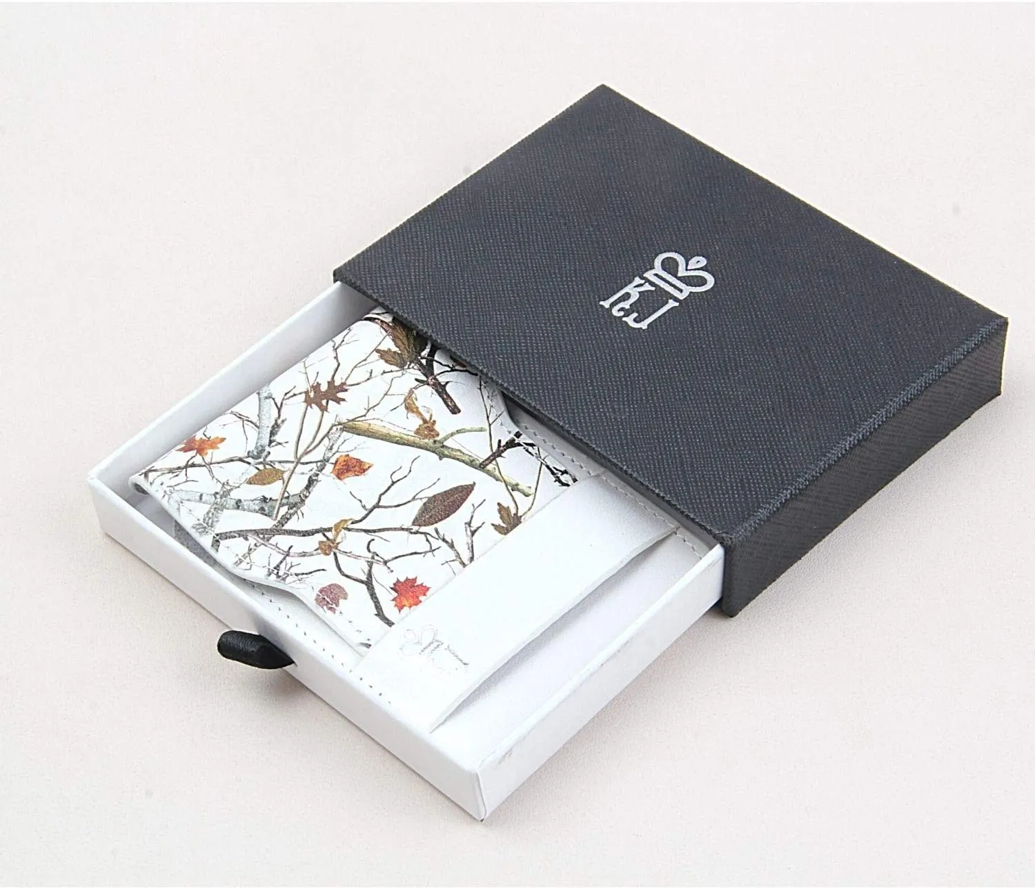 White Camo Wallet Leather Minimalist Wallet Unique Camouflage Design