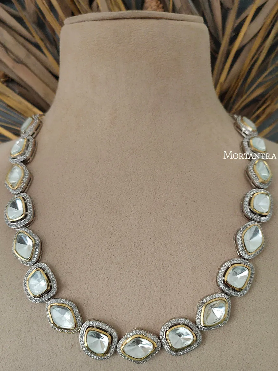 White Color Faux Polki Necklace Set - PK-S10
