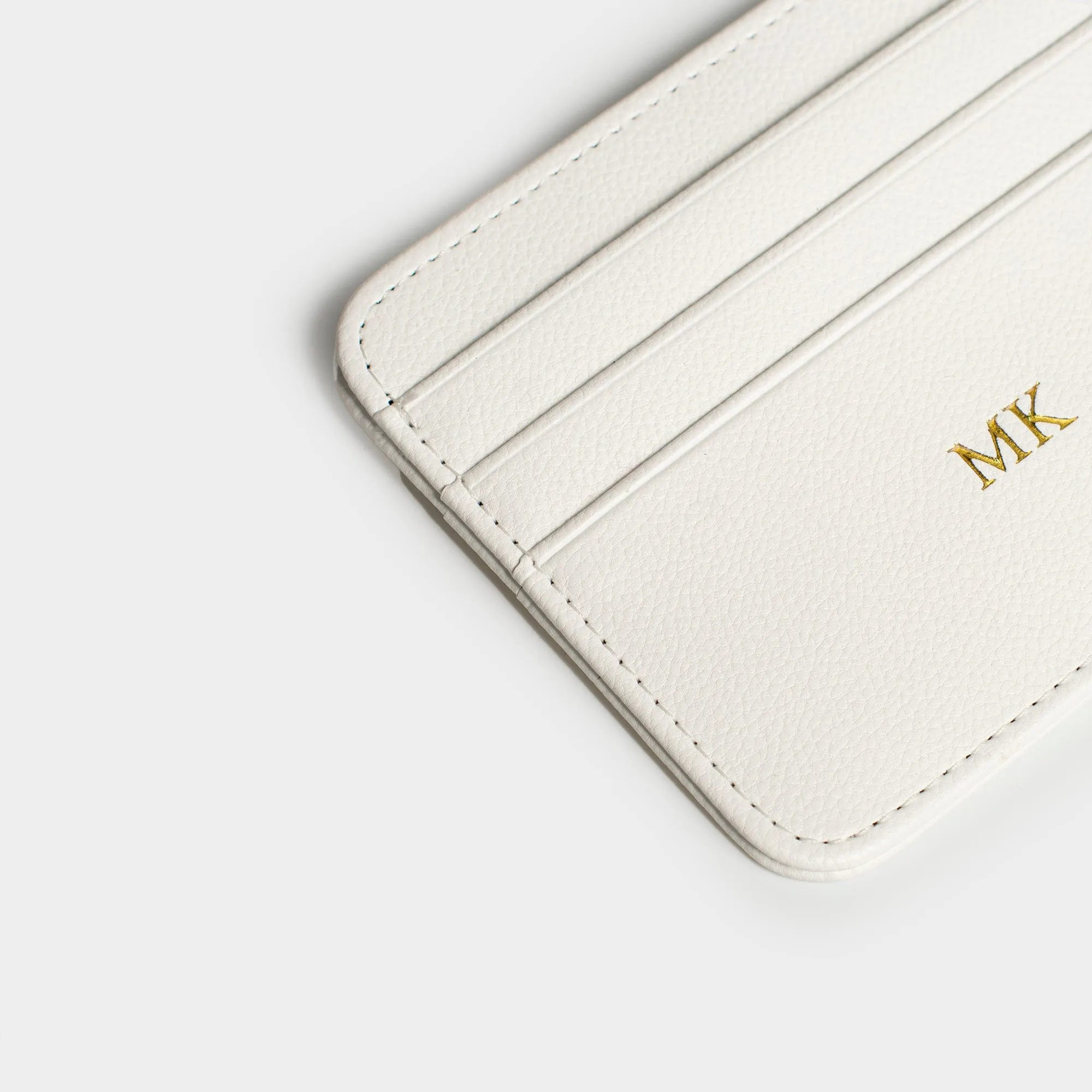 White Grain Texture Personalized Card Holder