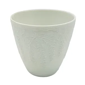 White Porcelain Tealight / Votive Holder - Wisteria Design
